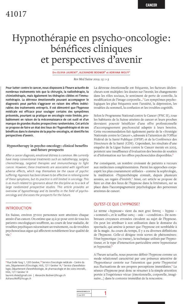 Un document sur l'hypnothérapie part 1